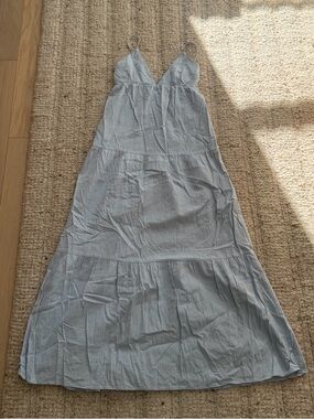 Princess Polly Pale Blue V-Neck Spaghetti Strap Maxi Dress
